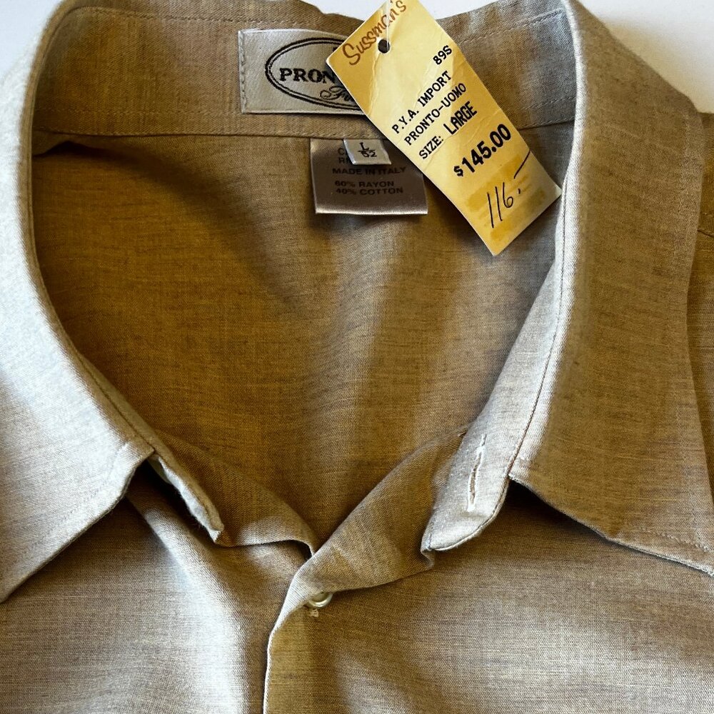 NWT Pronto Uomo Made in Italy Tan Button Down Shirt - Large